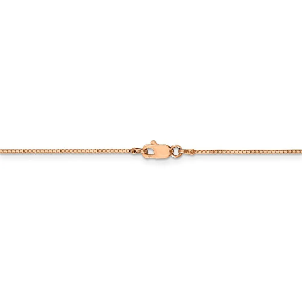 0.84mm, 14k Rose Gold, Box Chain Bracelet, 7 Inch