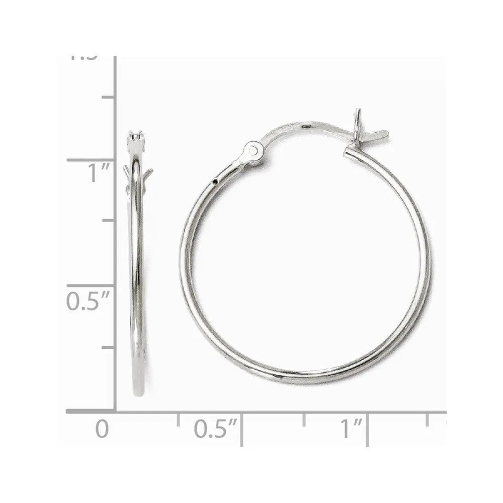 1.25mm Polished Sterling Silver Round Hoop Earrings, 25mm (1 in)