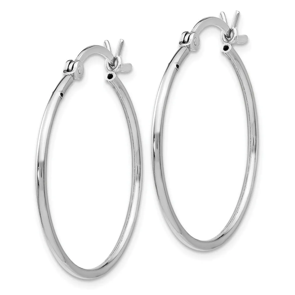 1.25mm Polished Sterling Silver Round Hoop Earrings, 25mm (1 in)