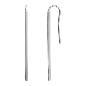 1.3 x 39mm (1 1/2 Inch) 14k White Gold Narrow Vertical Bar Earrings
