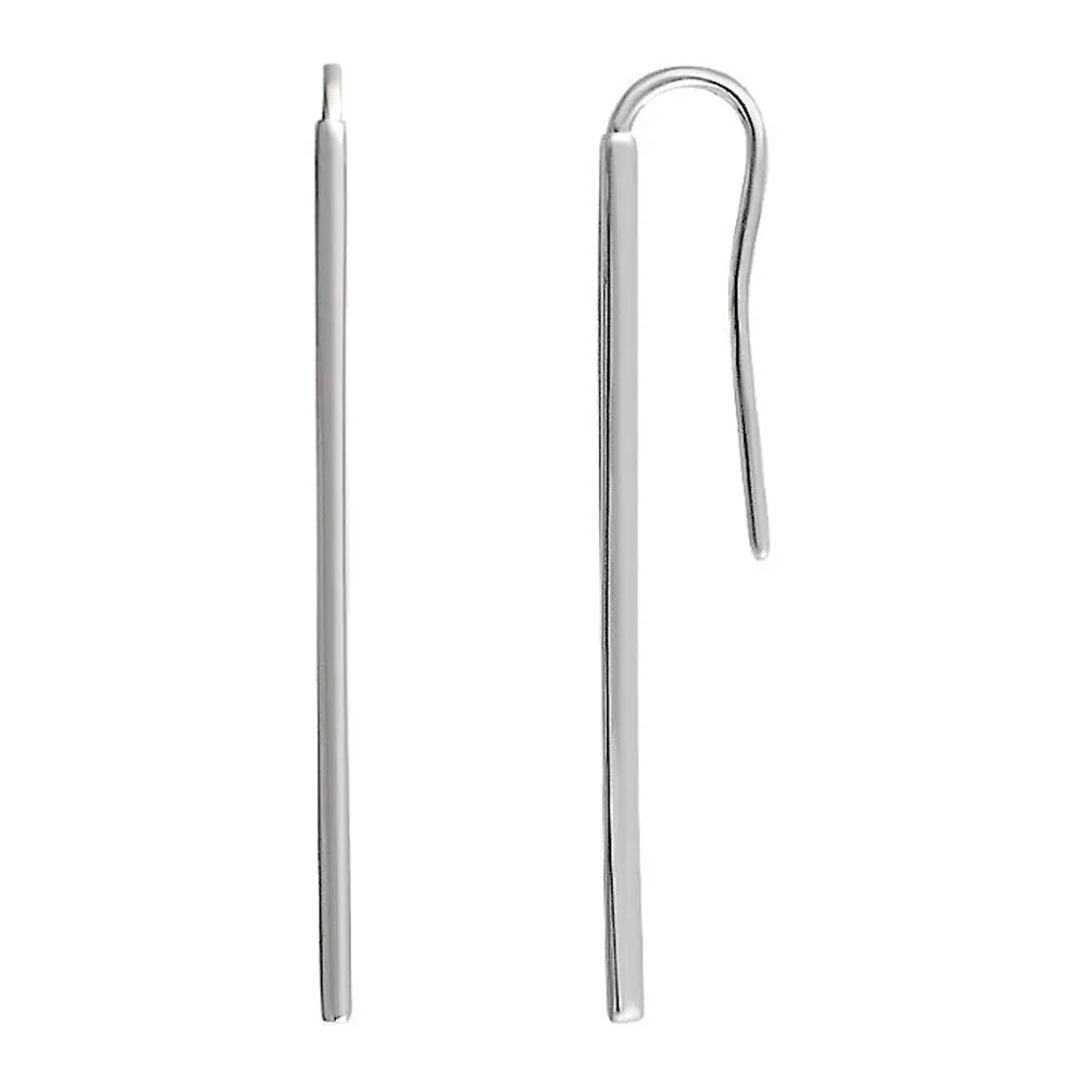 1.3 x 39mm (1 1/2 Inch) 14k White Gold Narrow Vertical Bar Earrings