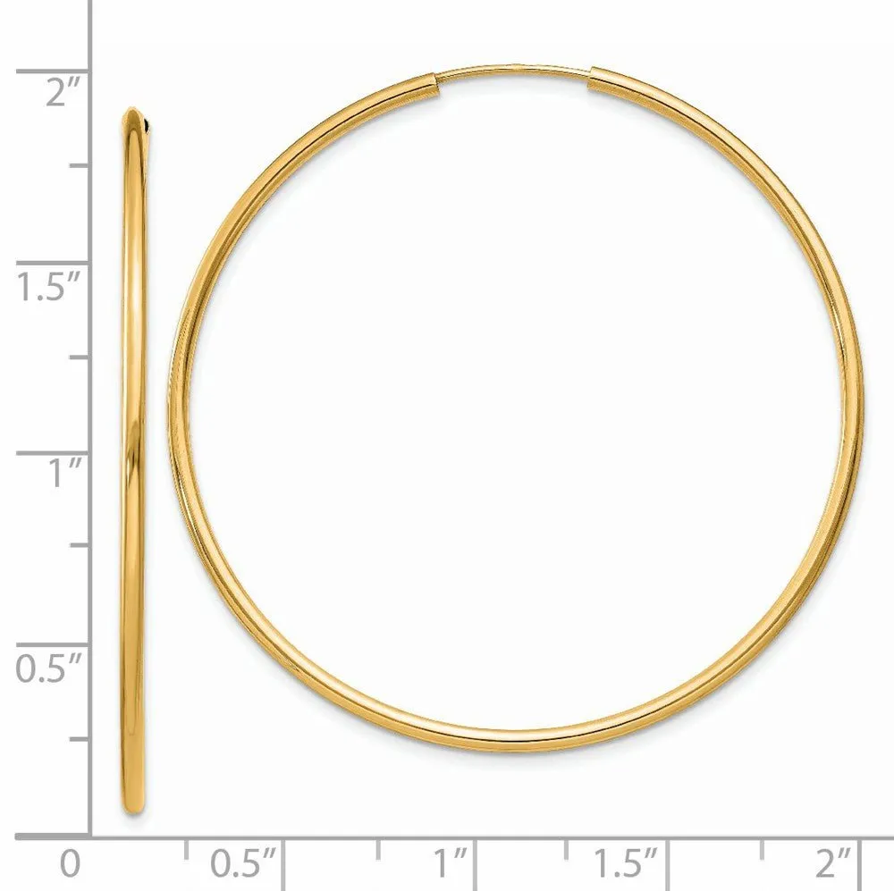 1.5mm x 48mm 14k Yellow Gold Polished Round Endless Hoop Earrings