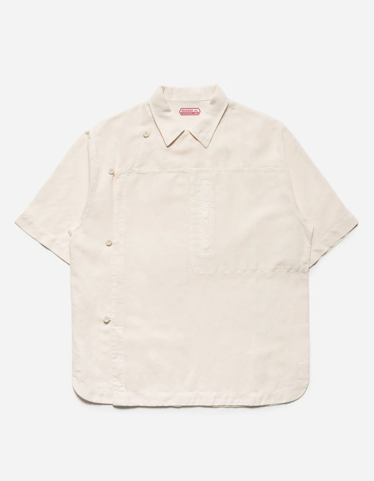 5120 Hemp Asym Monk Shirt Ecru