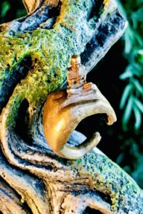 Antique Brass Hindu Spiritual Devotee Monk Sitting on Hand Ring Size 10.5-11