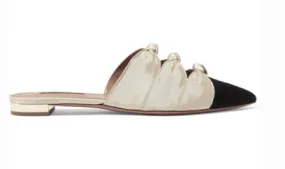 Aquazzura AQUAZZURA MONDAINE TWO-TONE KNOTTED FAILLE SLIPPERS