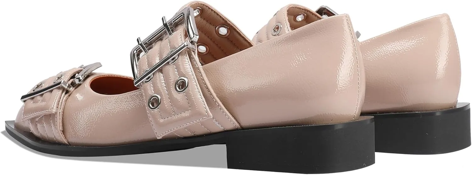 Ballerina Flats for Women Pointed Toe Flats With Studs Buckle Ballet Flats Comfortable low heeled flats