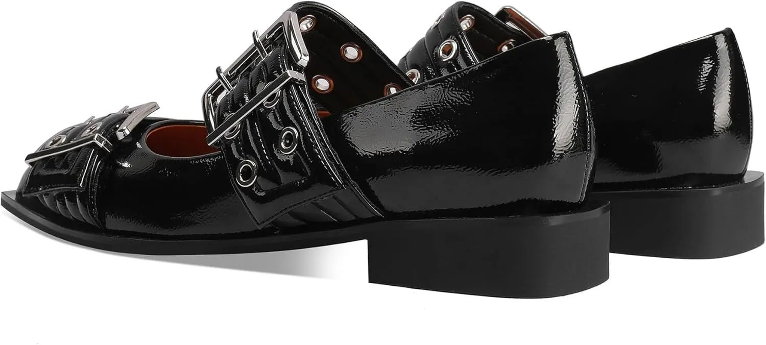 Ballerina Flats for Women Pointed Toe Flats With Studs Buckle Ballet Flats Comfortable low heeled flats