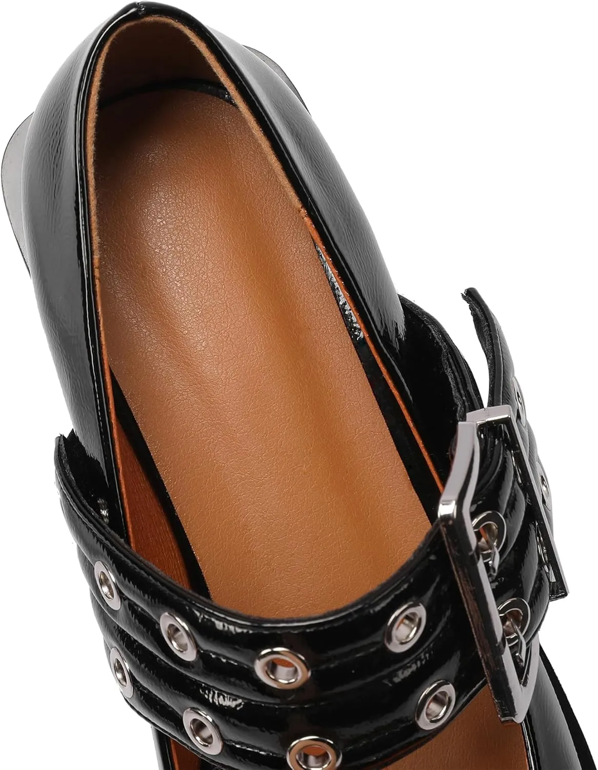 Ballerina Flats for Women Pointed Toe Flats With Studs Buckle Ballet Flats Comfortable low heeled flats