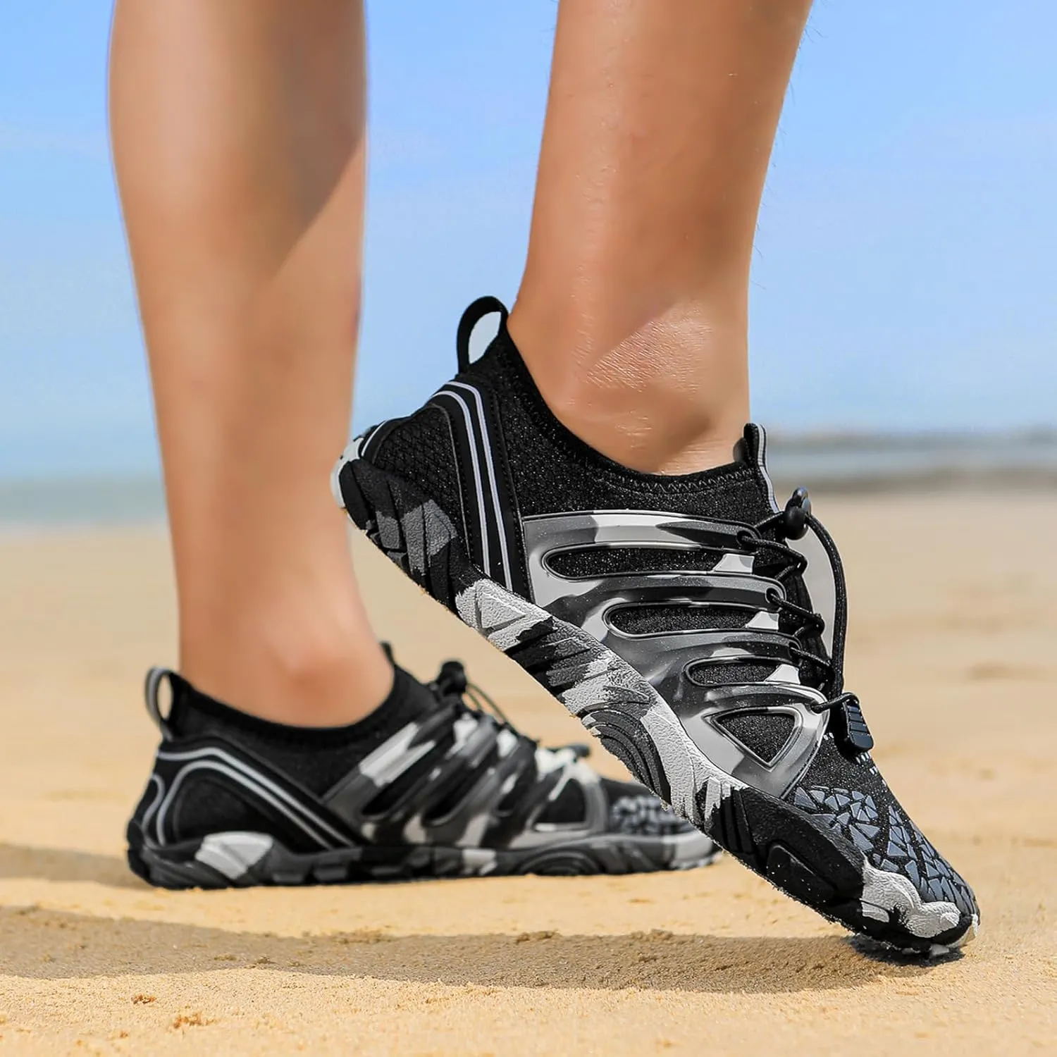 Barefoot Water Shoes for Women Men Wide Toe Quick-Dry Footwear Lightweight Mesh Breathable Aqua Shoes Beach Swim Yoga Exercise Surf Slip On Sneakers for Men Women