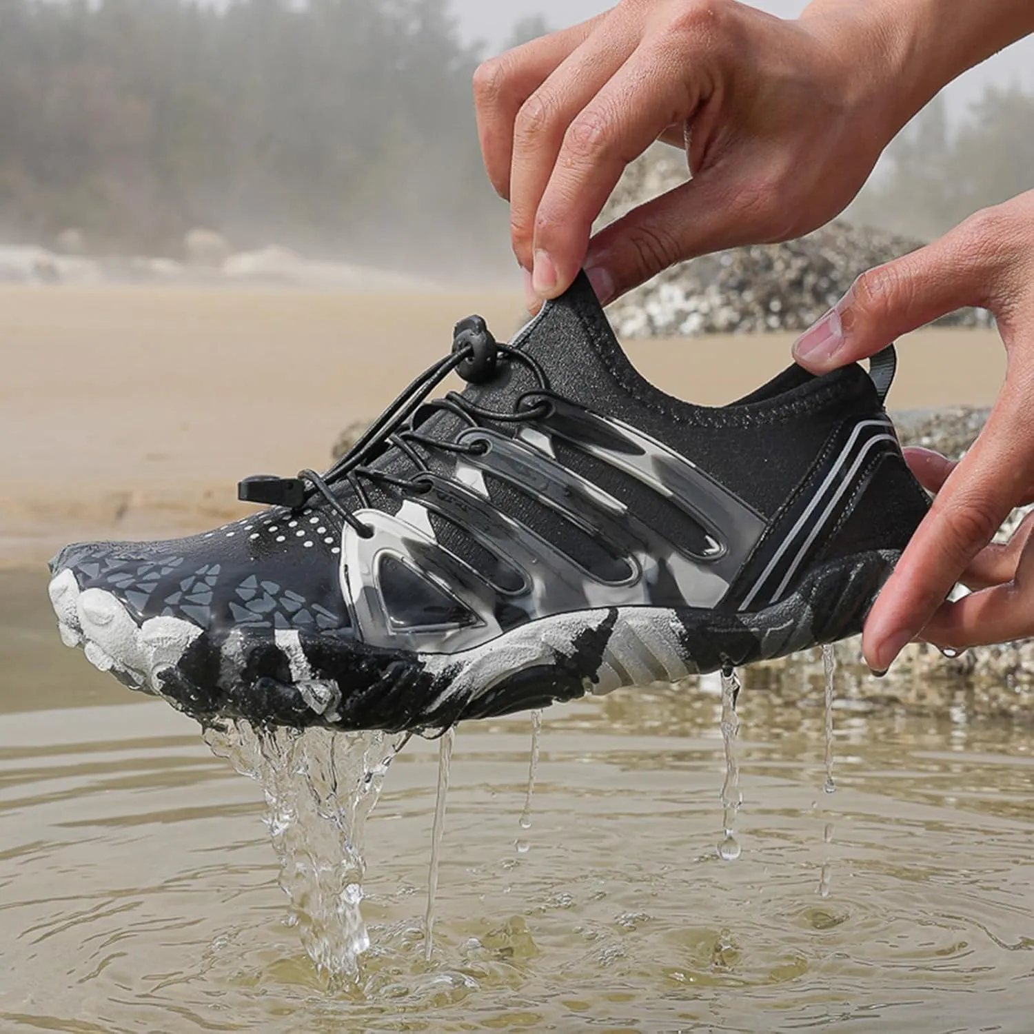 Barefoot Water Shoes for Women Men Wide Toe Quick-Dry Footwear Lightweight Mesh Breathable Aqua Shoes Beach Swim Yoga Exercise Surf Slip On Sneakers for Men Women