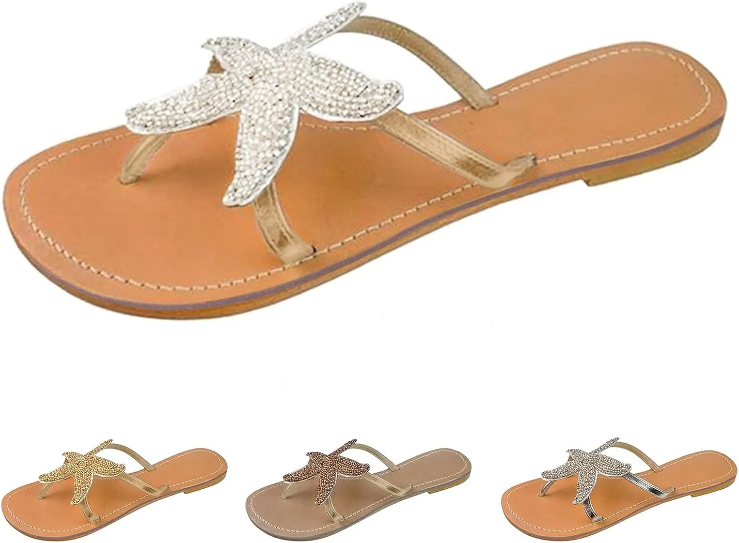 Beach Sandals for Woman Slip on Open Toe Cute Flats Elastic Strap Boho Summer Beach Shoes Dressy Comfortable Thong Flip Flops Fashion Slip on Sandals Vacation Casual Shoes