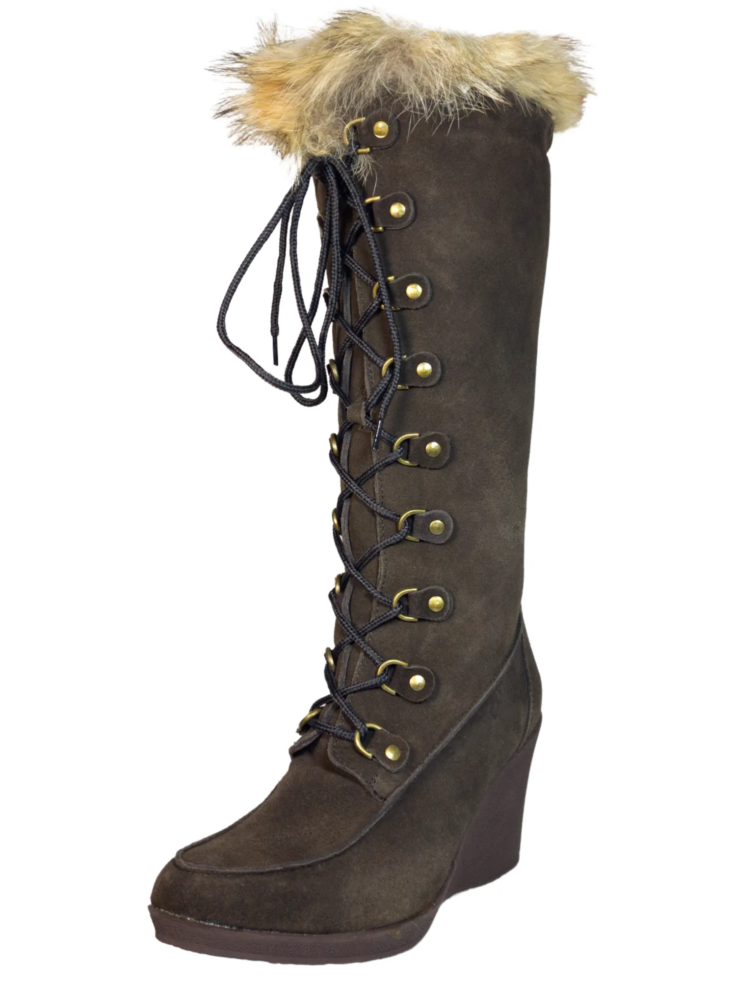 Botas de Invierno de Cuña de Piel Gamuza/Pelo de Zorro para Mujer 'Bearpaw' - ID: 7133