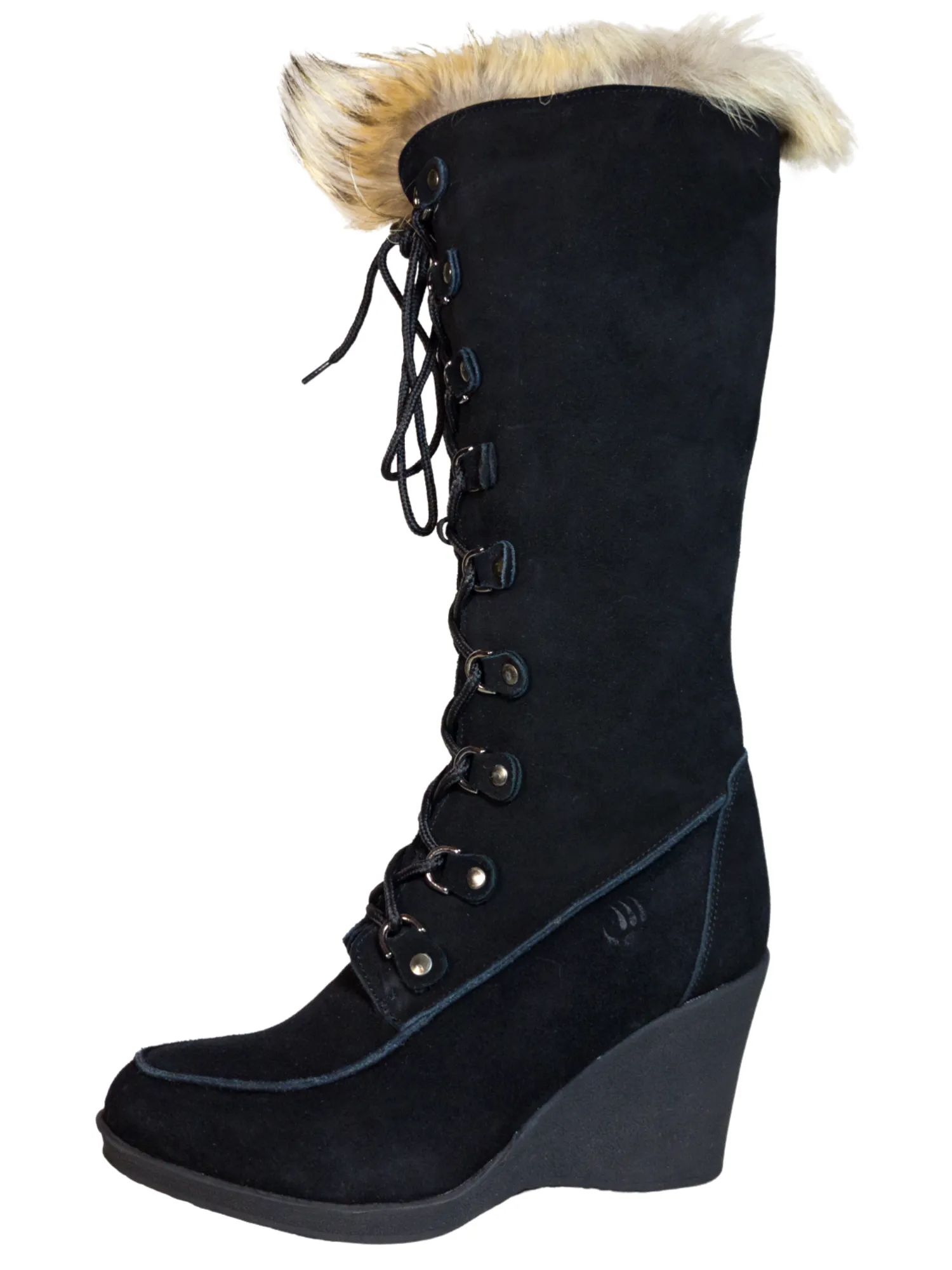 Botas de Invierno de Cuña de Piel Gamuza/Pelo de Zorro para Mujer 'Bearpaw' - ID: 7133