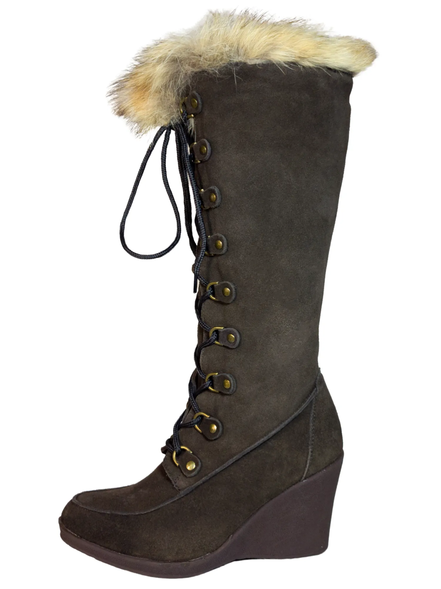 Botas de Invierno de Cuña de Piel Gamuza/Pelo de Zorro para Mujer 'Bearpaw' - ID: 7133