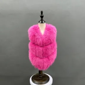 Childrens Hot Pink Premium Faux Fur Short Gilet