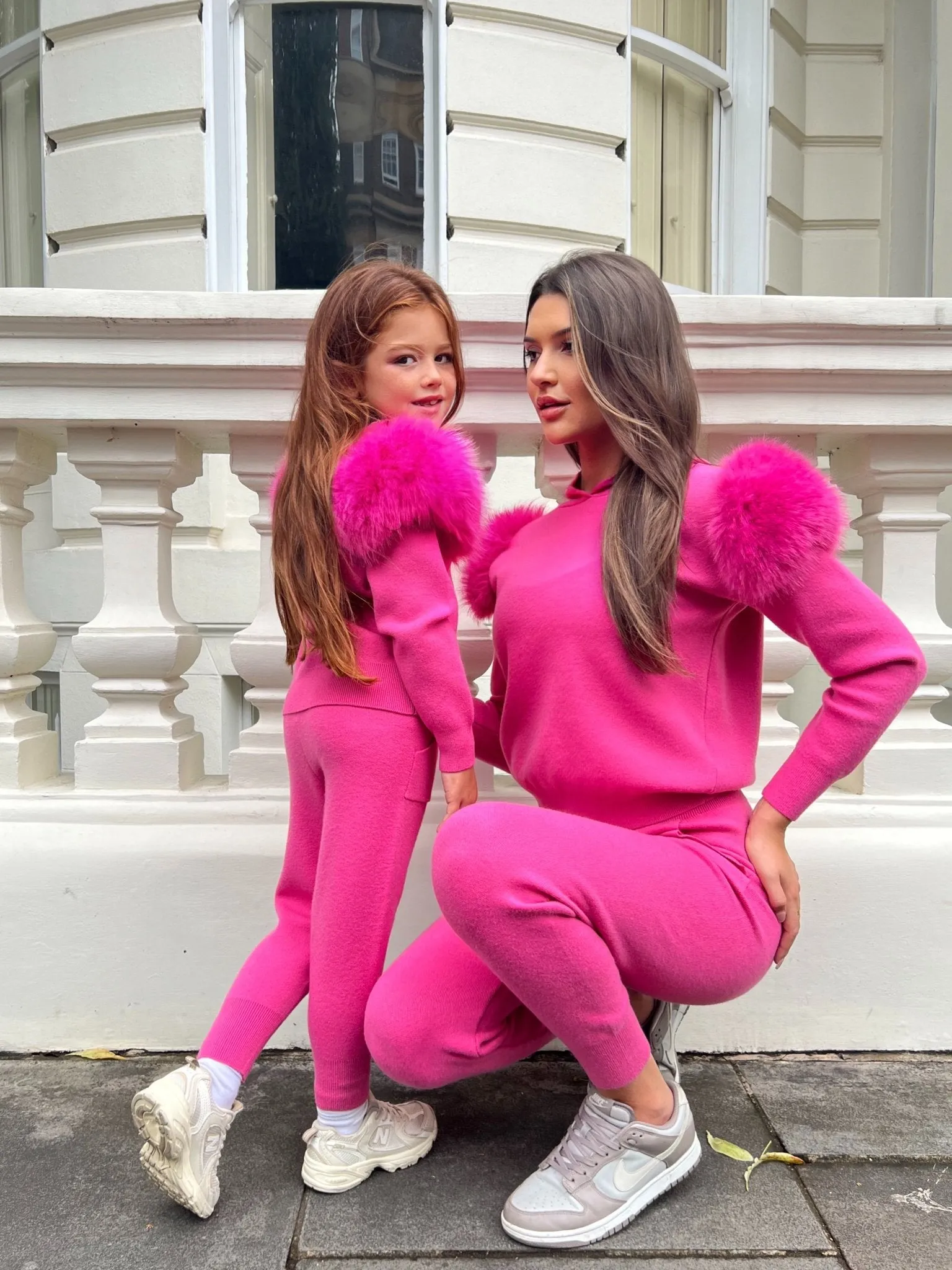 Childrens Hot Pink Premium Faux Fur Tracksuit
