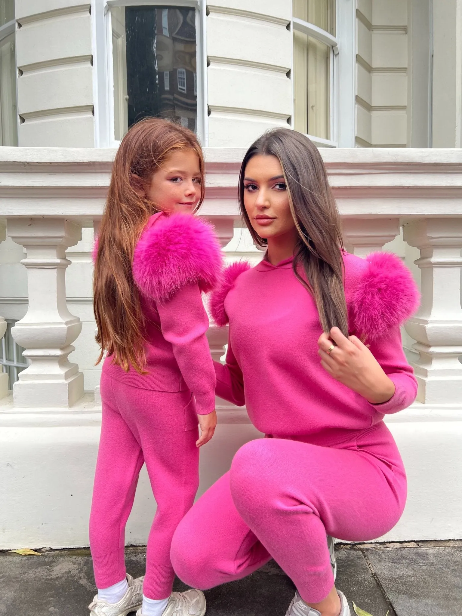 Childrens Hot Pink Premium Faux Fur Tracksuit