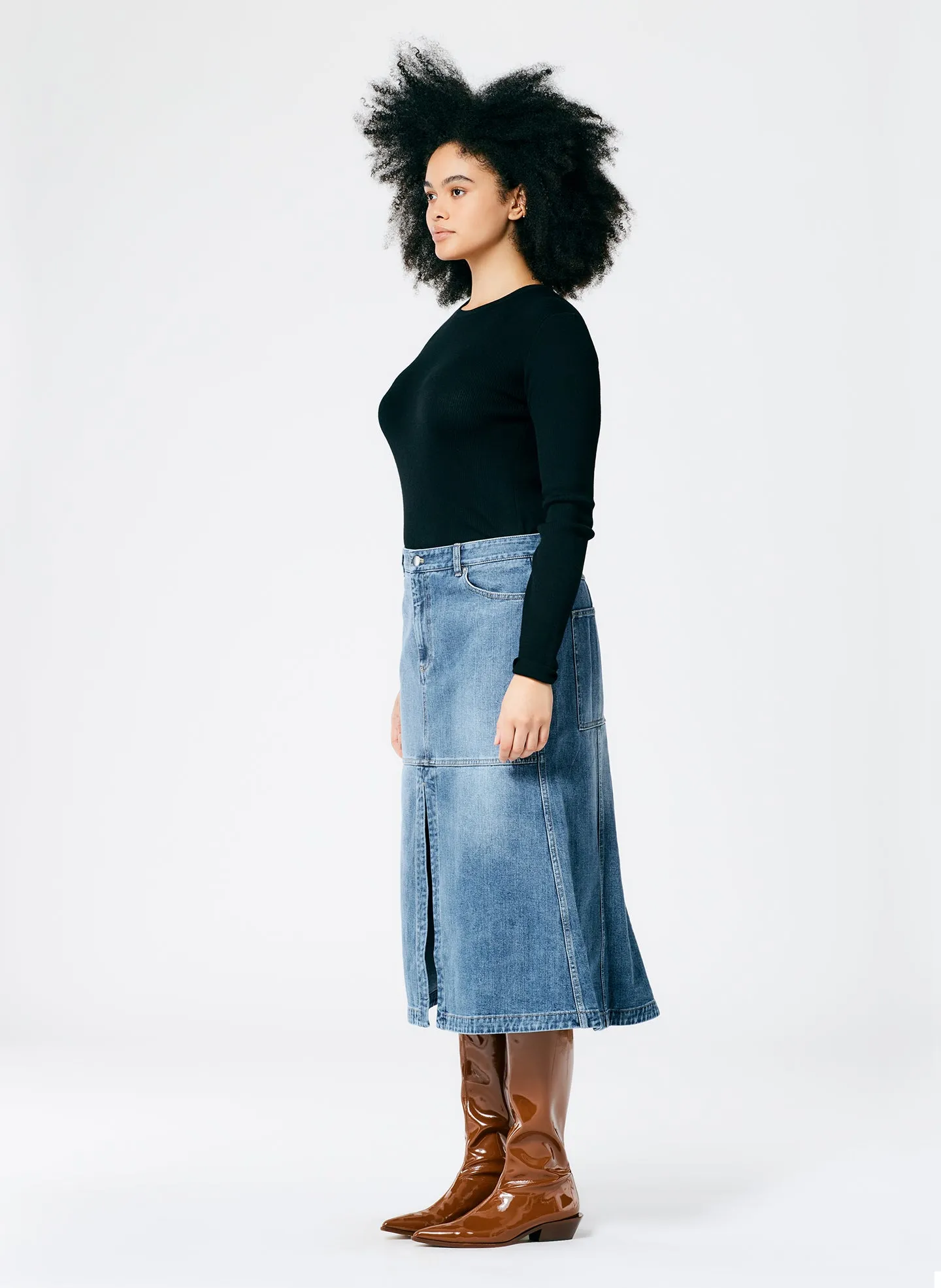 Classic Wash Denim Skirt