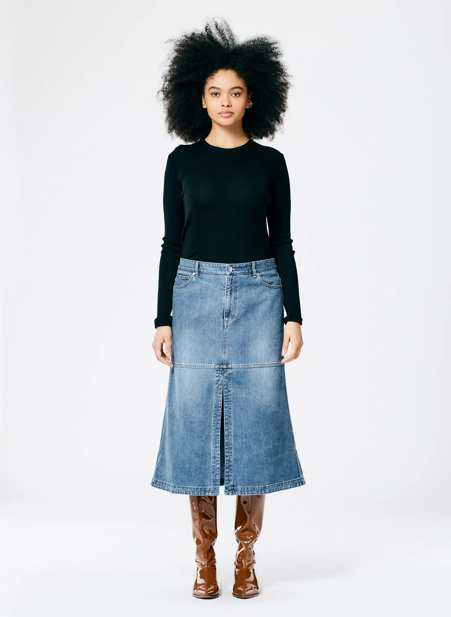 Classic Wash Denim Skirt