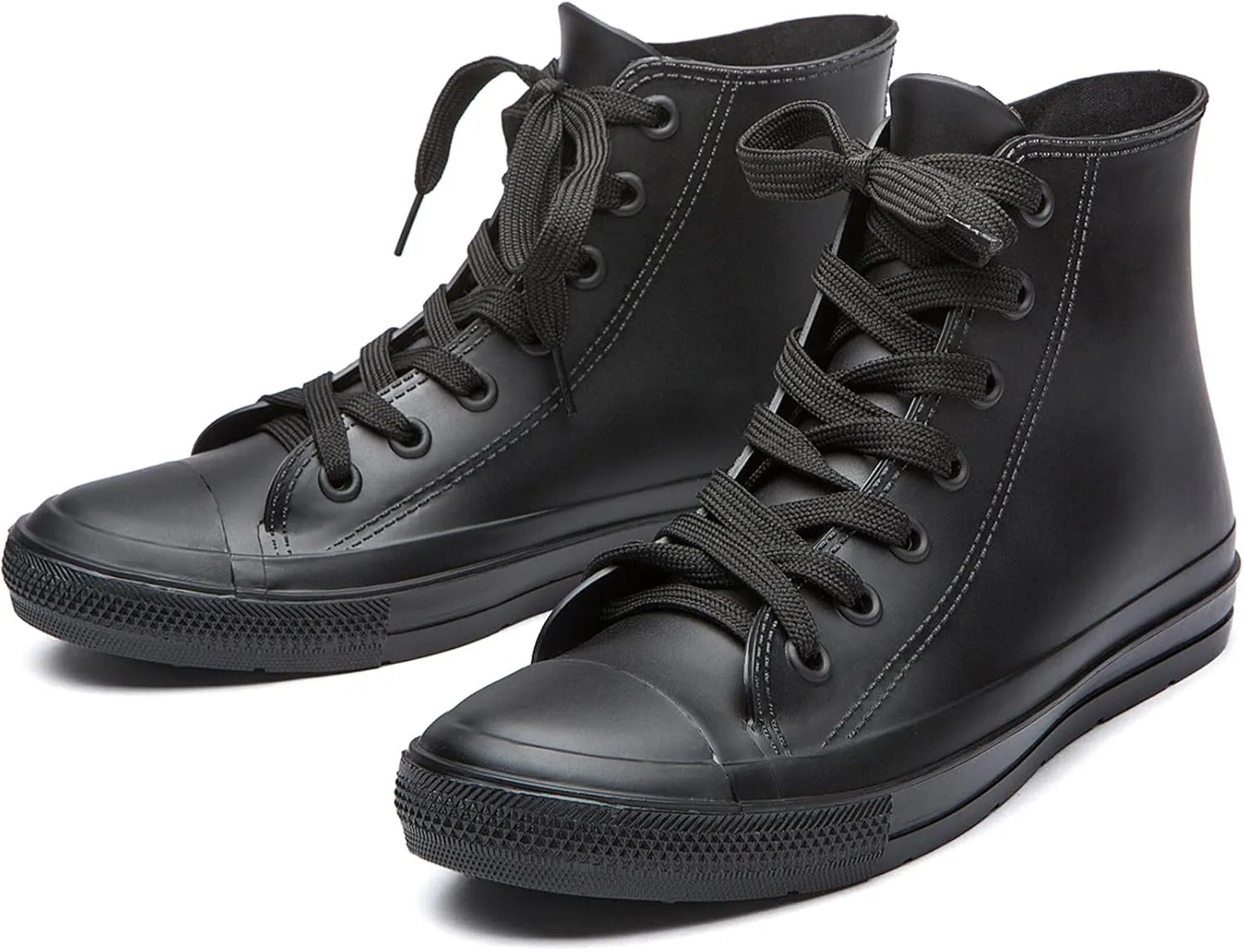 DKSUKO Women's Rain Boots Waterproof High Top Rain Shoes with Lace Up Anti-Slip Garden Shoes