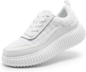 DREAM PAIRS Girls Fashion Sneakers Tennis Shoes Kids Platform Lightweight Lace Up Casual Walking Shoes