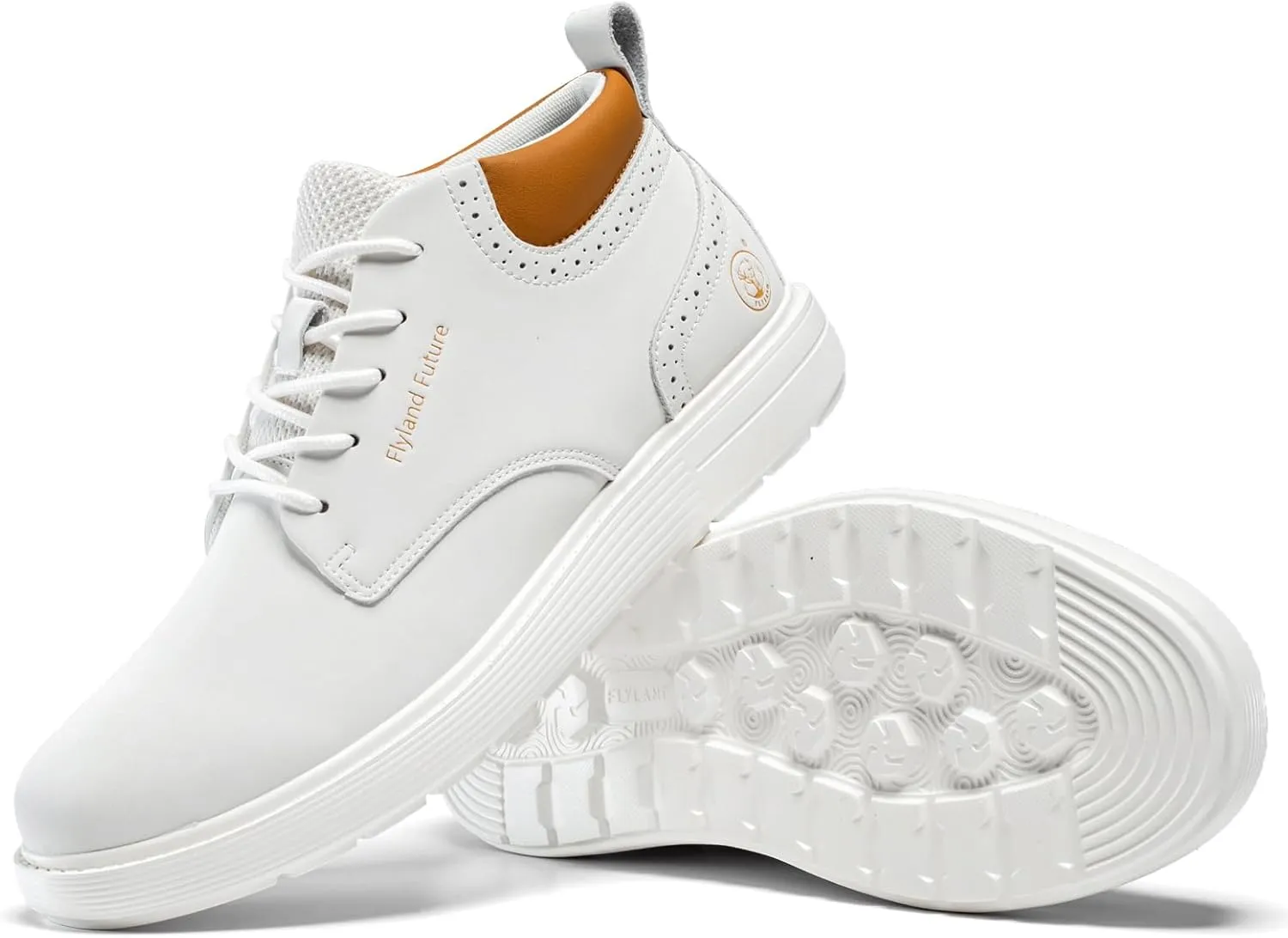 FLYLAND Men's Fashion Sneakers Chukaa Boots Leather Shoes Lace Up Lightweight Dress Boots Walking Driving Shoes