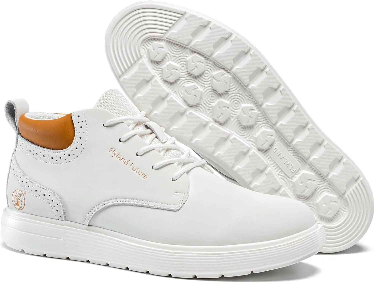 FLYLAND Men's Fashion Sneakers Chukaa Boots Leather Shoes Lace Up Lightweight Dress Boots Walking Driving Shoes