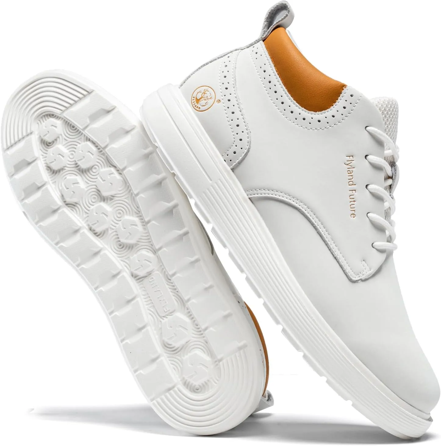 FLYLAND Men's Fashion Sneakers Chukaa Boots Leather Shoes Lace Up Lightweight Dress Boots Walking Driving Shoes