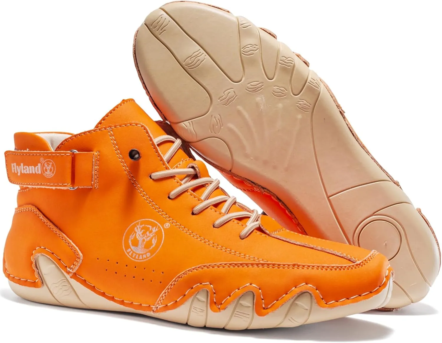 FLYLAND Womens Casual Leather Fashion Sneakers Handmade Ankle Chukka Boots Lightweight Slip-On Loafers Walking Driving Shoes