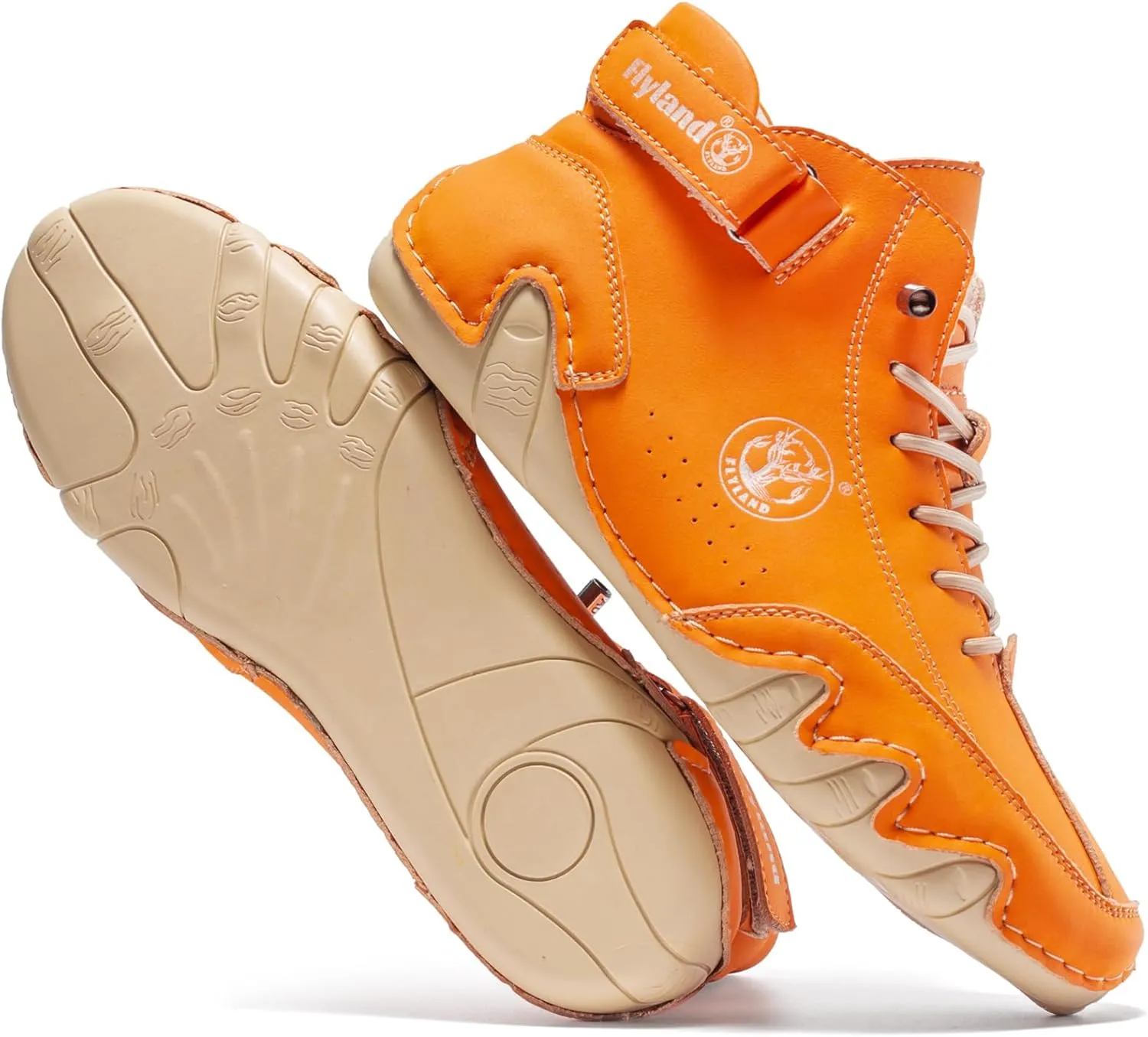 FLYLAND Womens Casual Leather Fashion Sneakers Handmade Ankle Chukka Boots Lightweight Slip-On Loafers Walking Driving Shoes