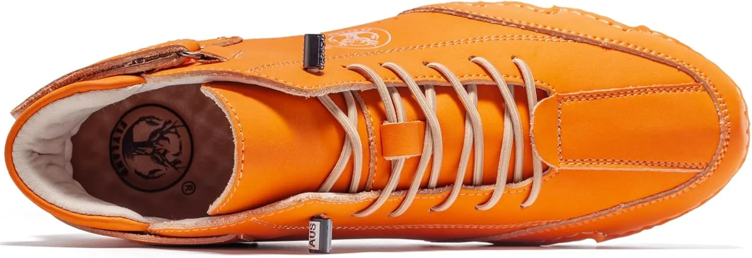 FLYLAND Womens Casual Leather Fashion Sneakers Handmade Ankle Chukka Boots Lightweight Slip-On Loafers Walking Driving Shoes