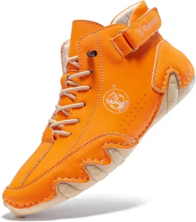 FLYLAND Womens Casual Leather Fashion Sneakers Handmade Ankle Chukka Boots Lightweight Slip-On Loafers Walking Driving Shoes