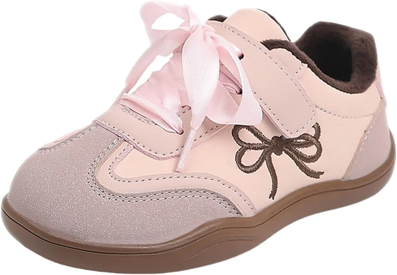 Girls Bowknot Plush Thicken Platform Sneakers Comfortable Casual Fashion Classic Soccer Tennis Girls Shoes Size 6