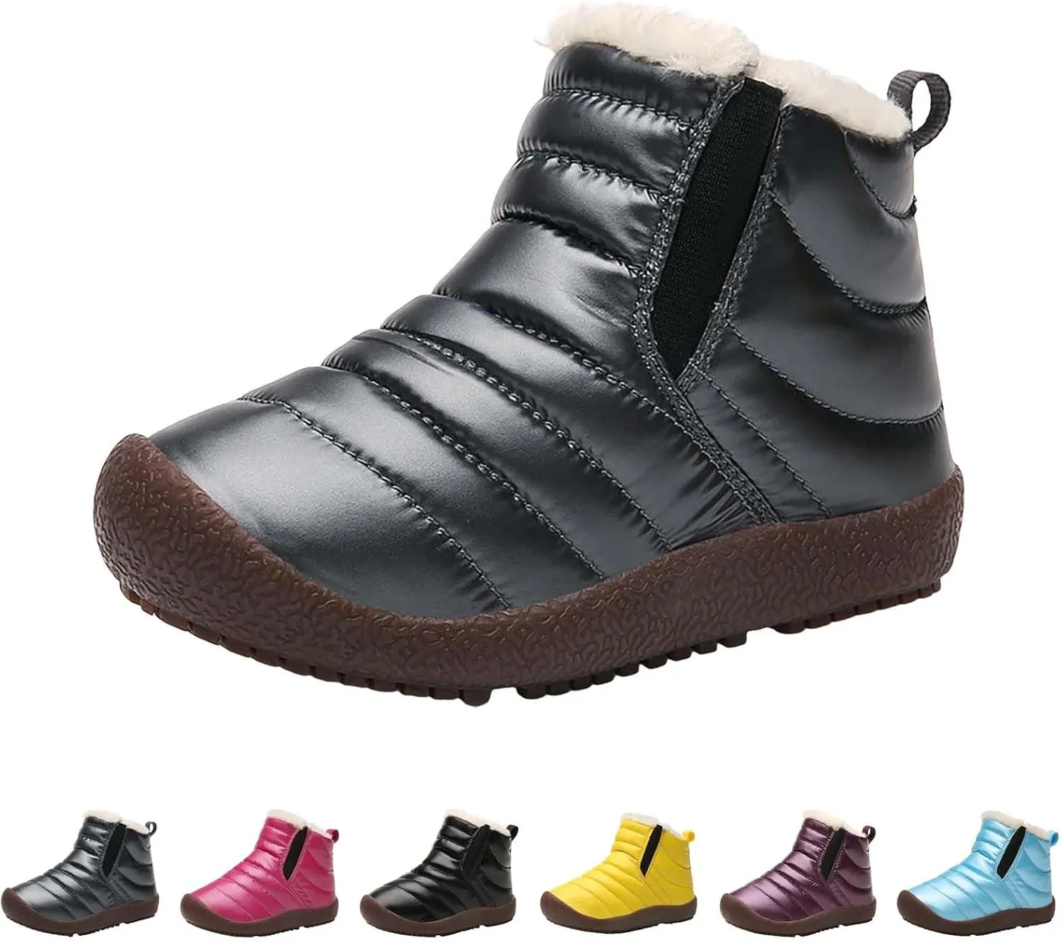 Girls Boys Ankle Snow Boots Faux  Lined Cozy Furry Outdoor Warm Comfortable Non Slip Shoes Winter Winter Boots