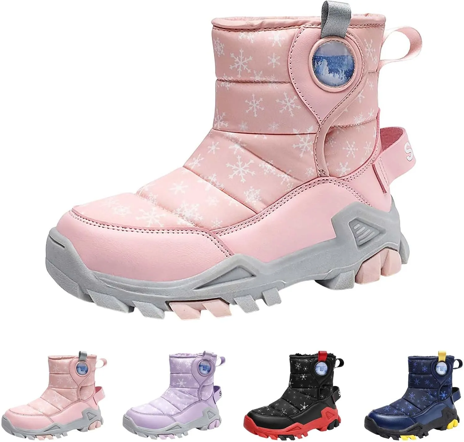 Girls Boys Snow Boots Outdoor Warm Comfortable Non Slip Mid Calf Padded Small Big Kids Winter Girls Boots Size Four