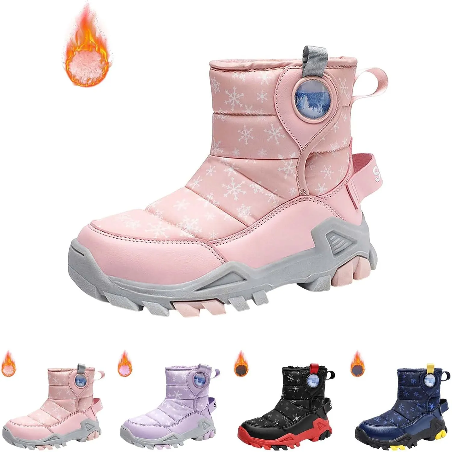 Girls Boys Snow Boots Outdoor Warm Comfortable Non Slip Mid Calf Padded Small Big Kids Winter Girls Boots Size Four