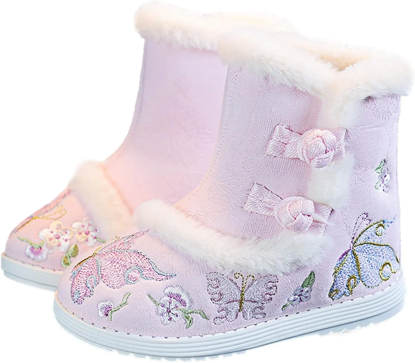 Girls Embroidery Print Ankle Boots Soft Cozy Warm Socks Butterfly Shoes Infant Boy Girl Plush Lined Boots