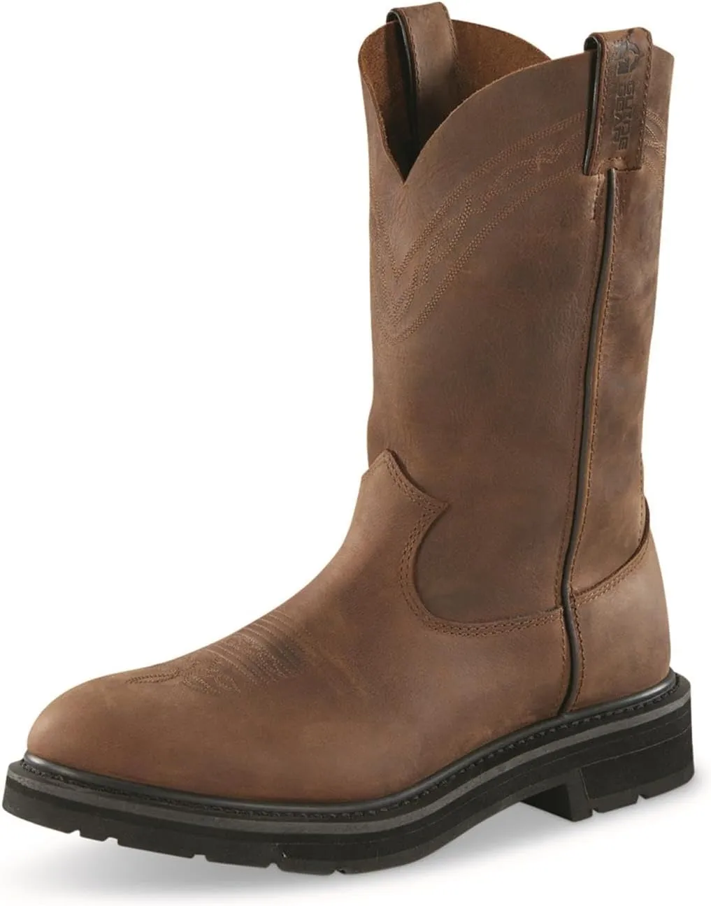 Guide Gear Men's Western Work 2.0 Pull-On Work Boots; Leather Uppers, Rubber Sole