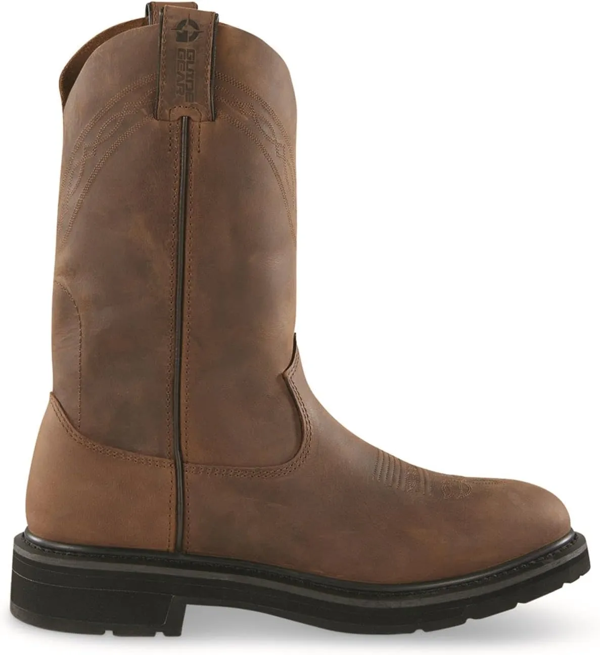 Guide Gear Men's Western Work 2.0 Pull-On Work Boots; Leather Uppers, Rubber Sole