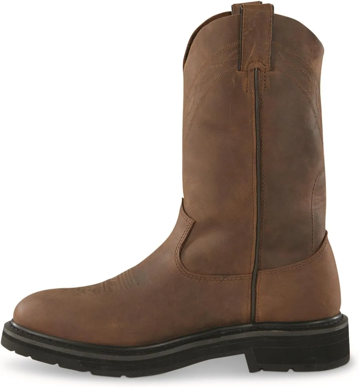 Guide Gear Men's Western Work 2.0 Pull-On Work Boots; Leather Uppers, Rubber Sole