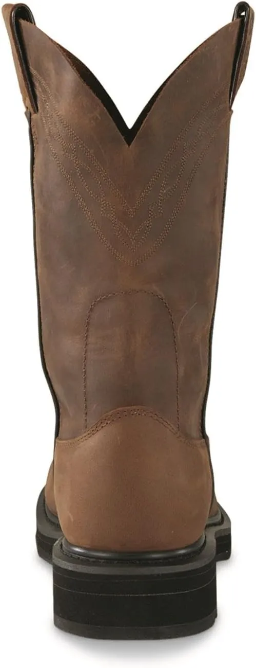 Guide Gear Men's Western Work 2.0 Pull-On Work Boots; Leather Uppers, Rubber Sole