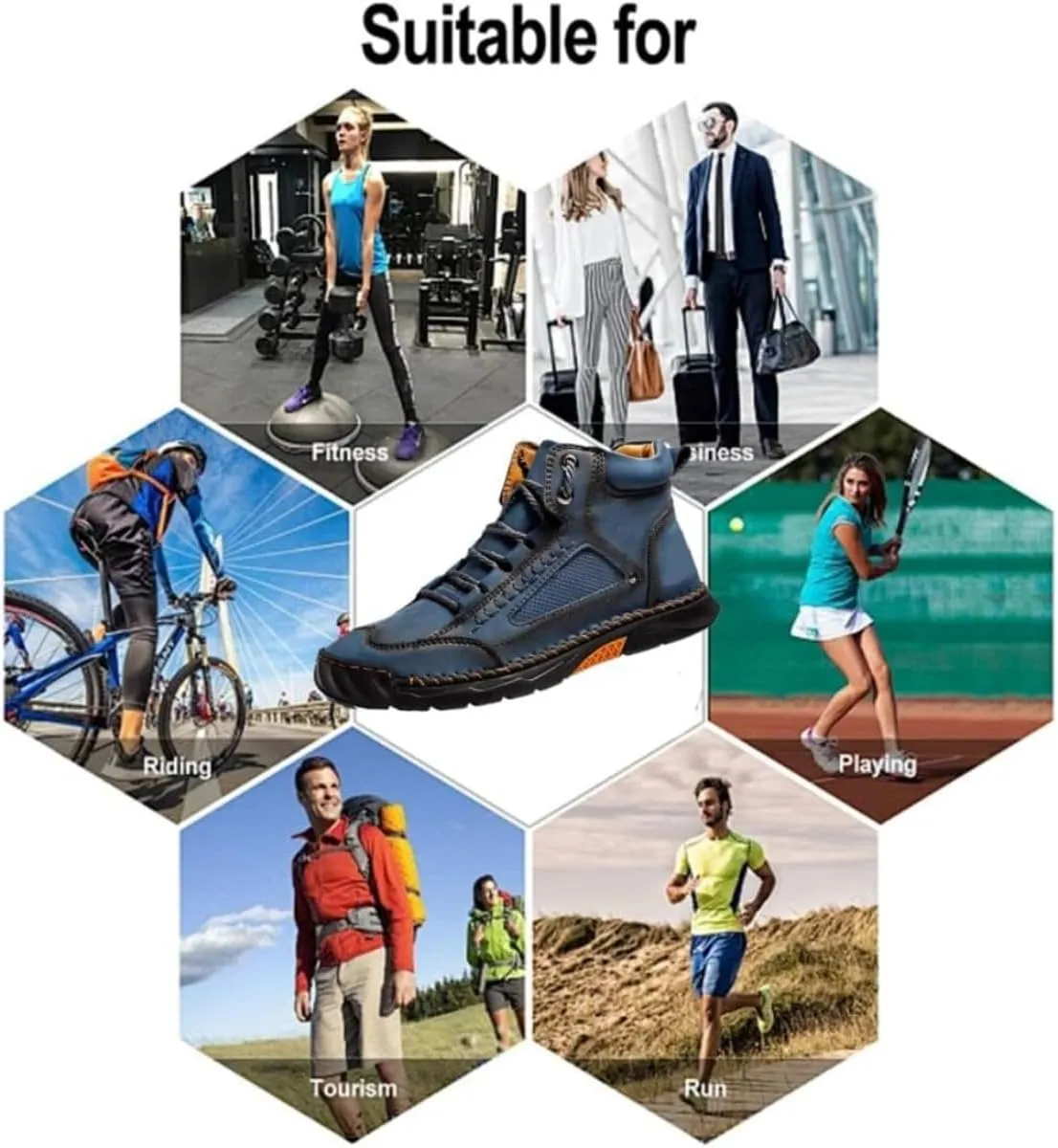 Hillde Mens Shoes, Comfortable Walking Shoes Sneakers, Men's Casual Leather Handmade Non-Slip Arch Support Loafers