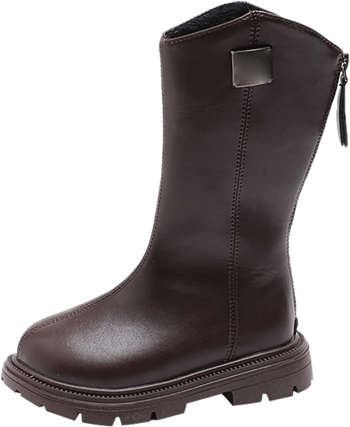 Kids Leather Snow High Boots Winter Back Side Zipper Ankle Shoes Toddler Warm Plush Lined Toddler Boot Outdoor