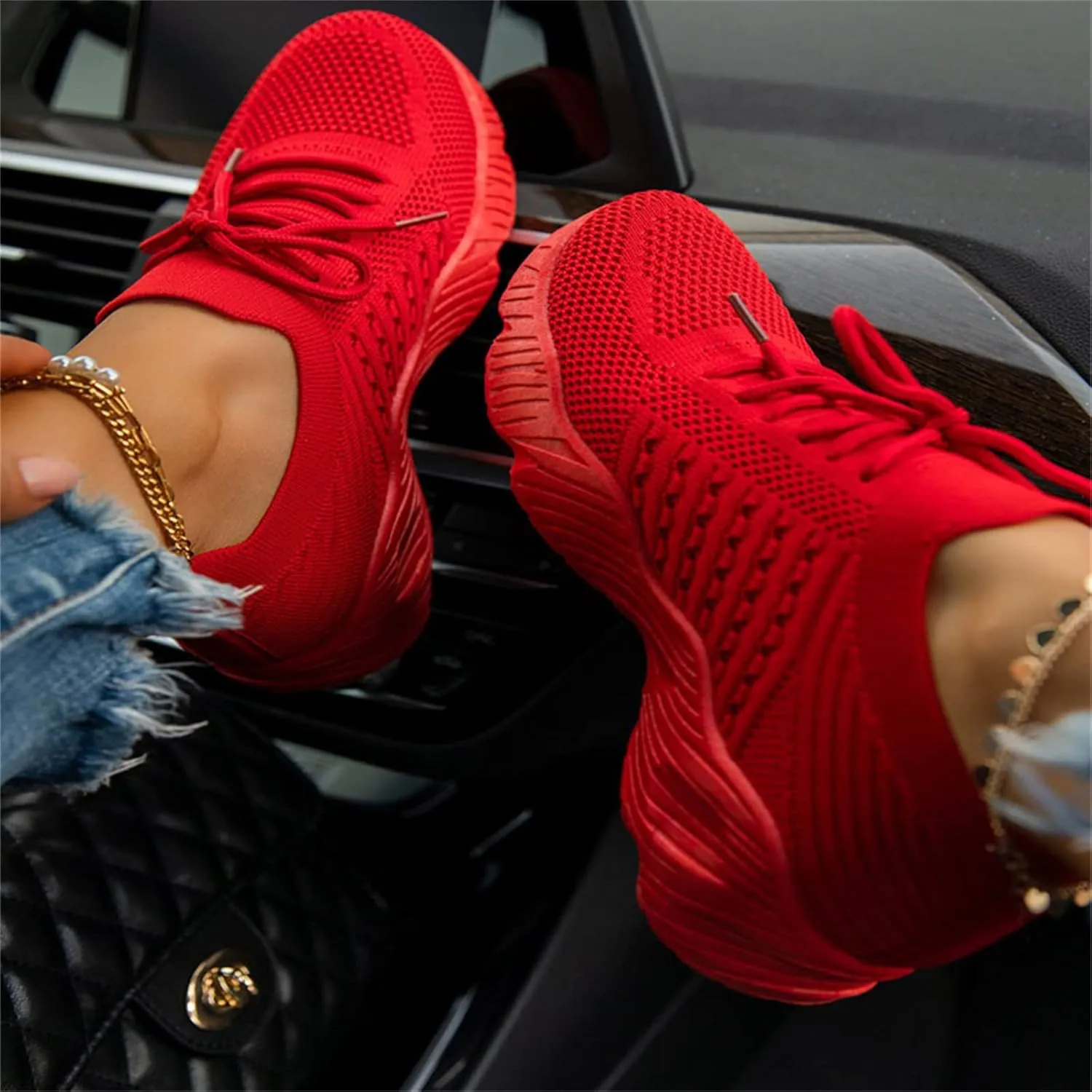 Ladmiple Sneakers For Women Trendy 2025 Slip On Running Shoes Lightweight Tennis Shoes Gym Workout Fashion Mesh Walking Shoes