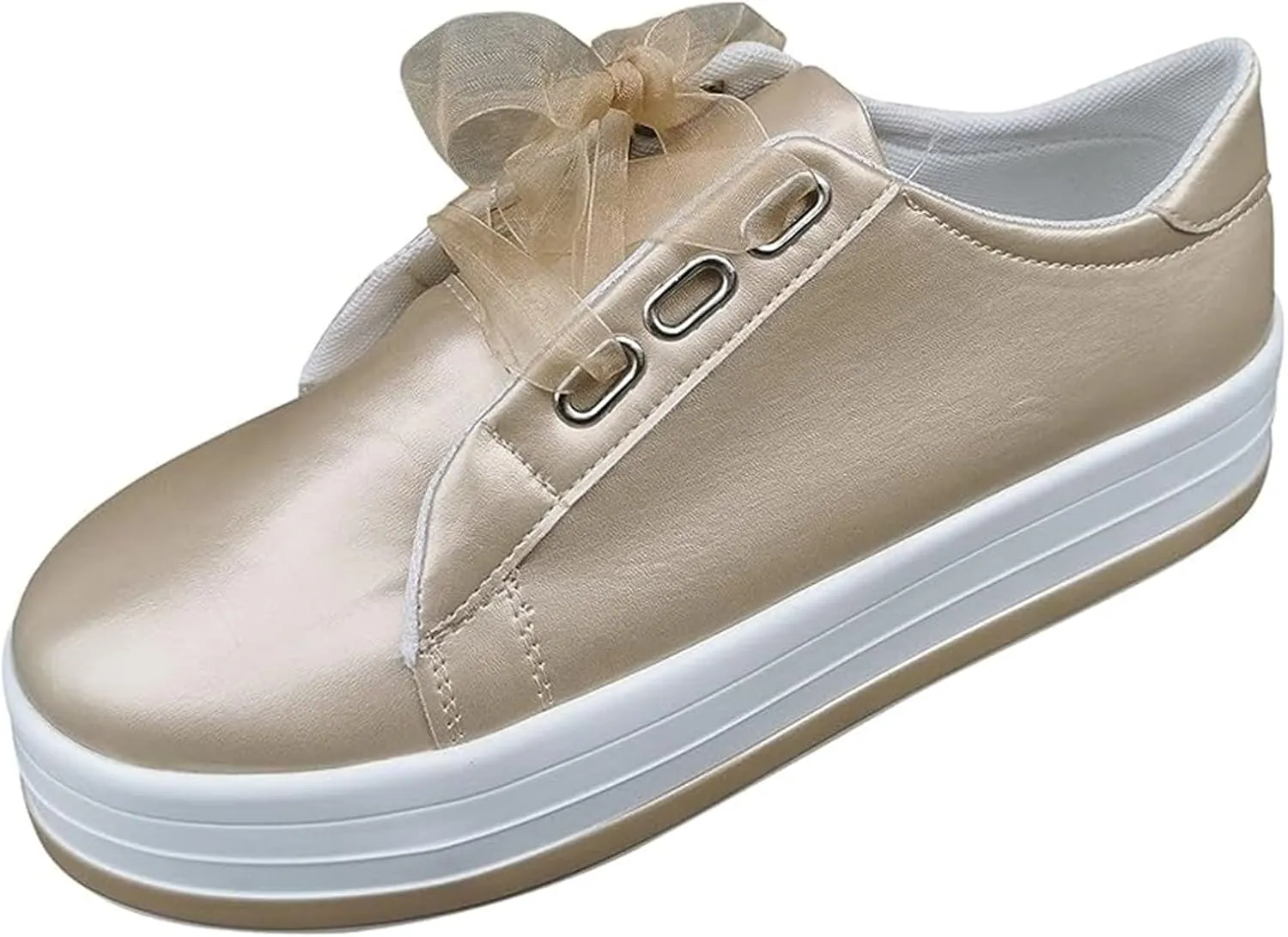 Ladmiple Womens Shoes Dressy Casual Loafers Memory Foam Slip On Leather Sneakers Comfort Fashion Lace Up Walking Shoes