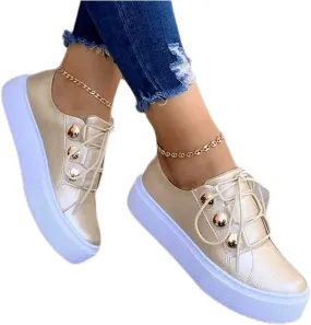 Lausiuoe Shoes For Women Sneakers Trendy Low Top Leather Walking Shoes Fashion Lightweight Comfortable Flat Loafers