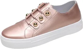 Lausiuoe Shoes for Women Sneakers Trendy Slip on Sneakers Non Slip Fashion Casual Comfortable Walking Leather Flat Loafers