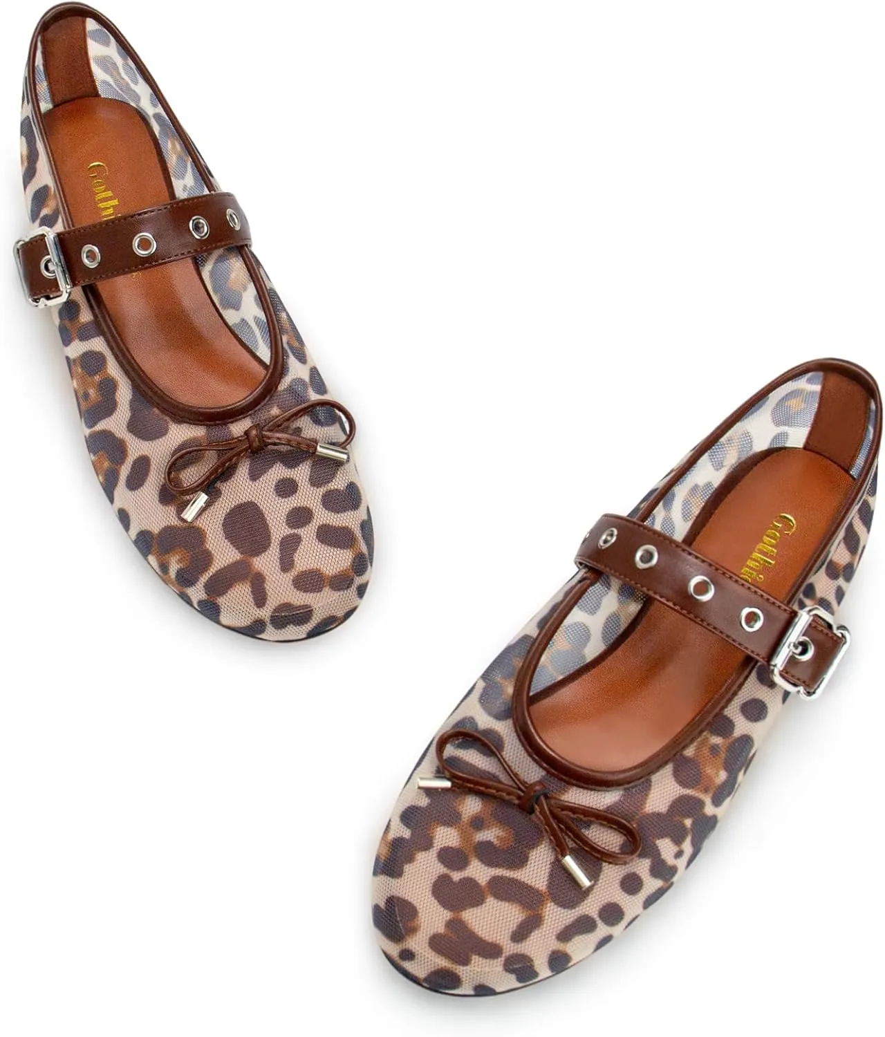 Leopard Flats for Women Mesh Flats Ballet Flats Mary Jane Flats Women's Dress Shoes Ballet Shoes