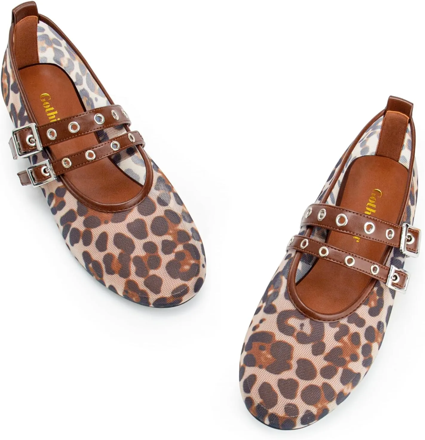 Leopard Flats for Women Mesh Flats Ballet Flats Mary Jane Flats Women's Dress Shoes Ballet Shoes