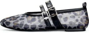 Leopard Flats for Women Mesh Flats Ballet Flats Mary Jane Flats Women's Dress Shoes Ballet Shoes